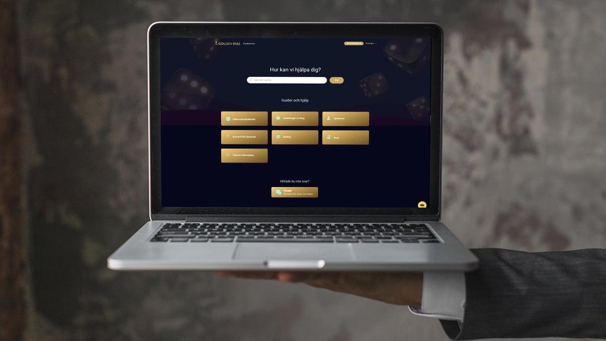 En datorskärm med Golden Bulls kundtjänst.