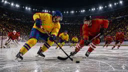 En bild som föreställer en av Sveriges matcher i hockey-VM