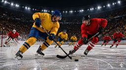 En bild som föreställer en av Sveriges matcher i hockey-VM